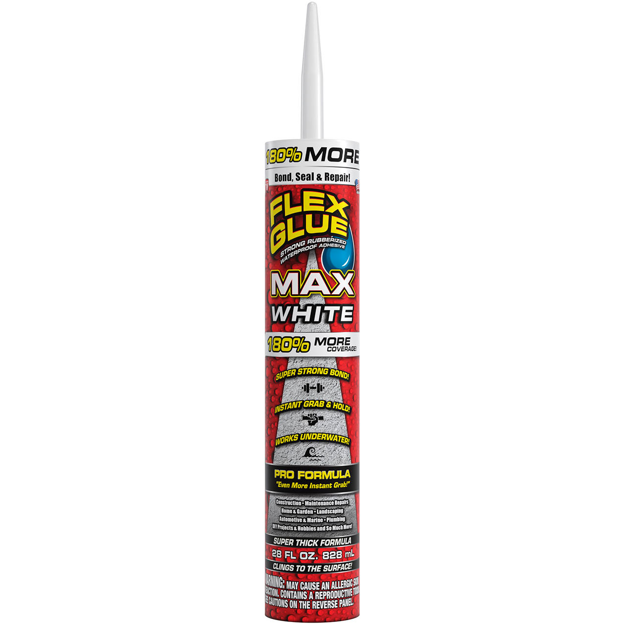 Flex Glue Waterproof Adhesive, Max 28 oz. Cartridge, White