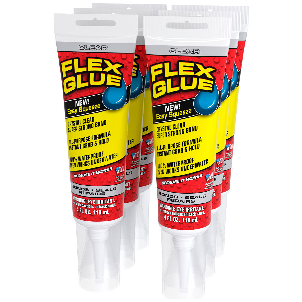 Waterproof Adhesive, 4 oz. Tube, Clear, 6/Case