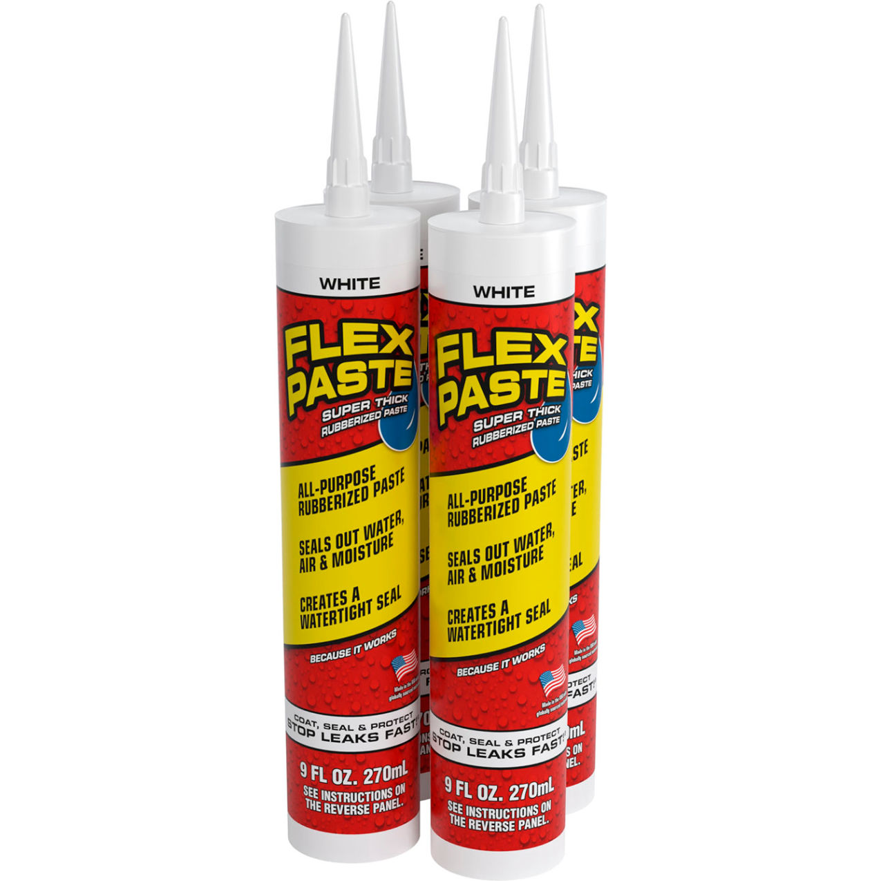 Super Thick Rubberized Paste, 9 oz. Cartridge, White, 4/Case