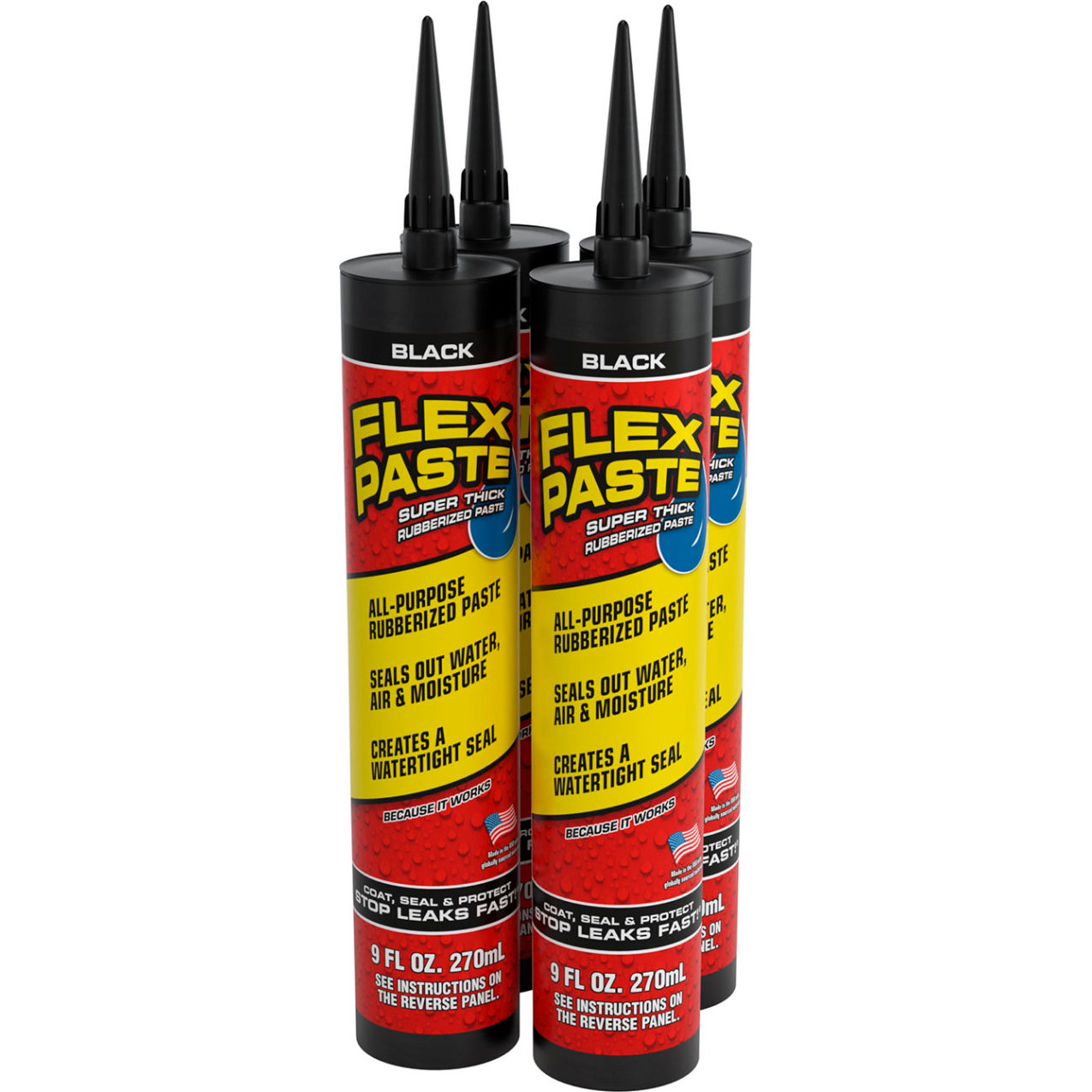 Super Thick Rubberized Paste, 9 oz. Cartridge, Black, 4/Case