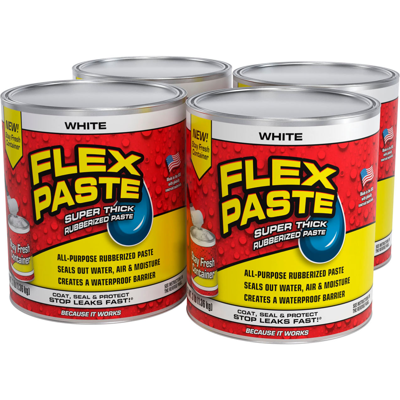Super Thick Rubberized Paste, 3 lb. Can, White, 4/Case