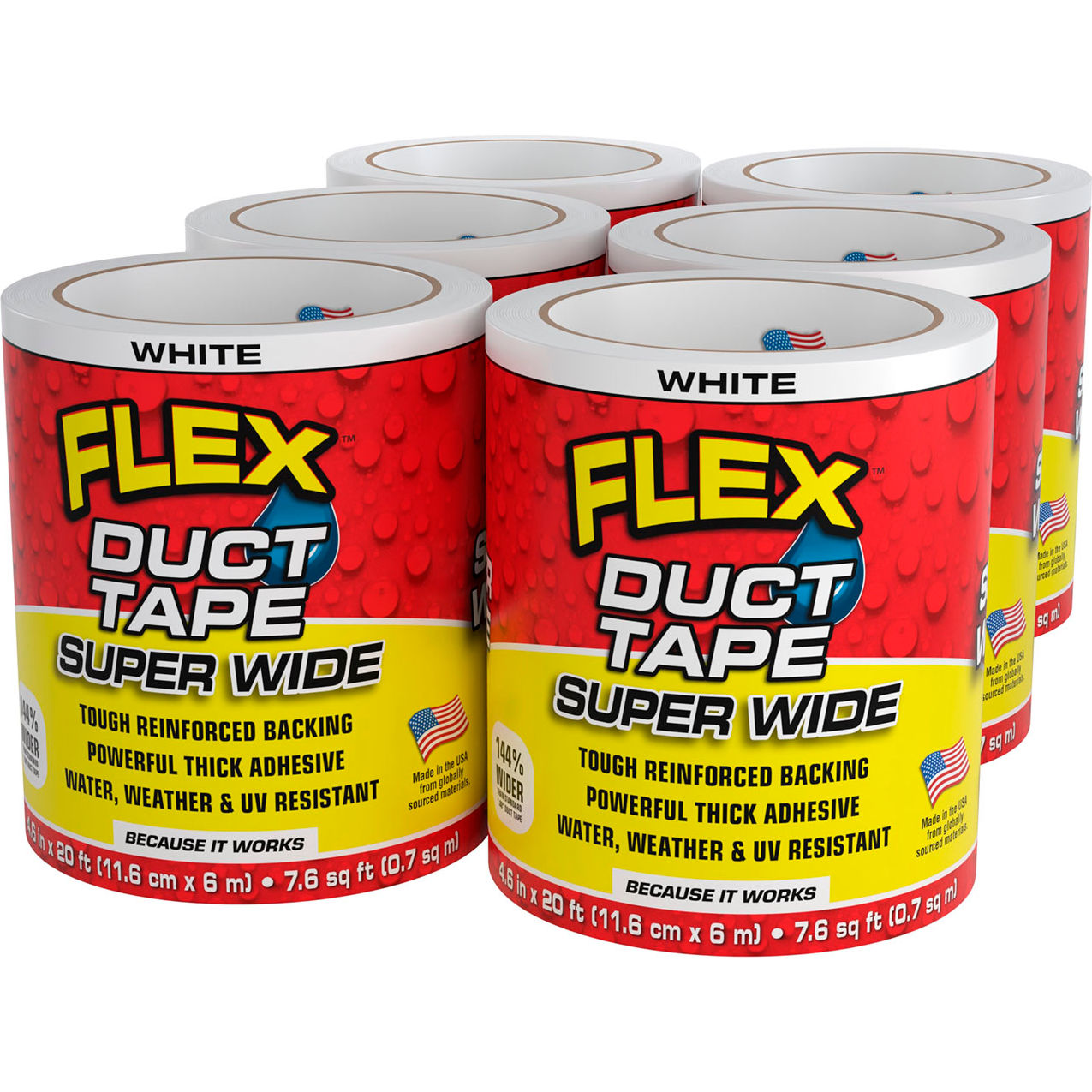 Super Wide Duct Tape, 4-5/8" x 20', White, 6/Case