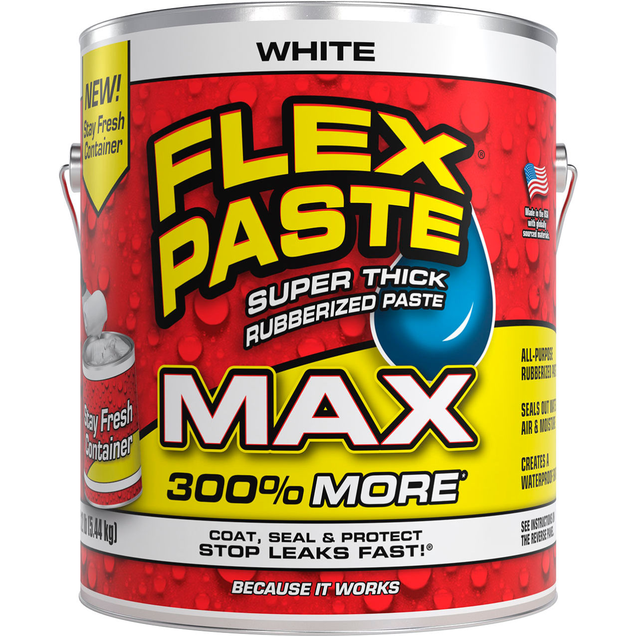 Super Thick Rubberized Paste, 12 lb. Can, White, 2/Case