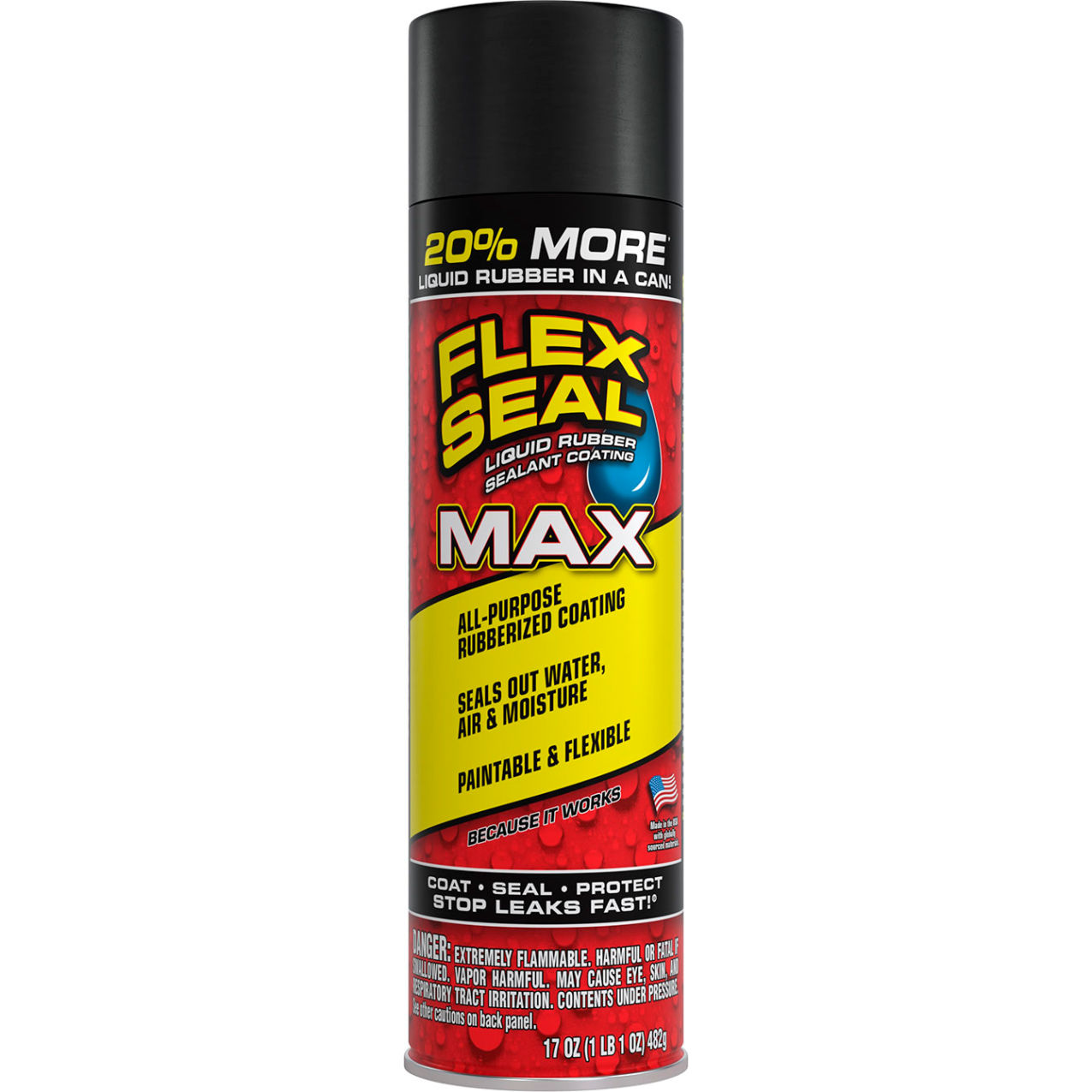 Liquid Spray Rubber Sealant Coating, 17 oz. Can, Black, 4/Case