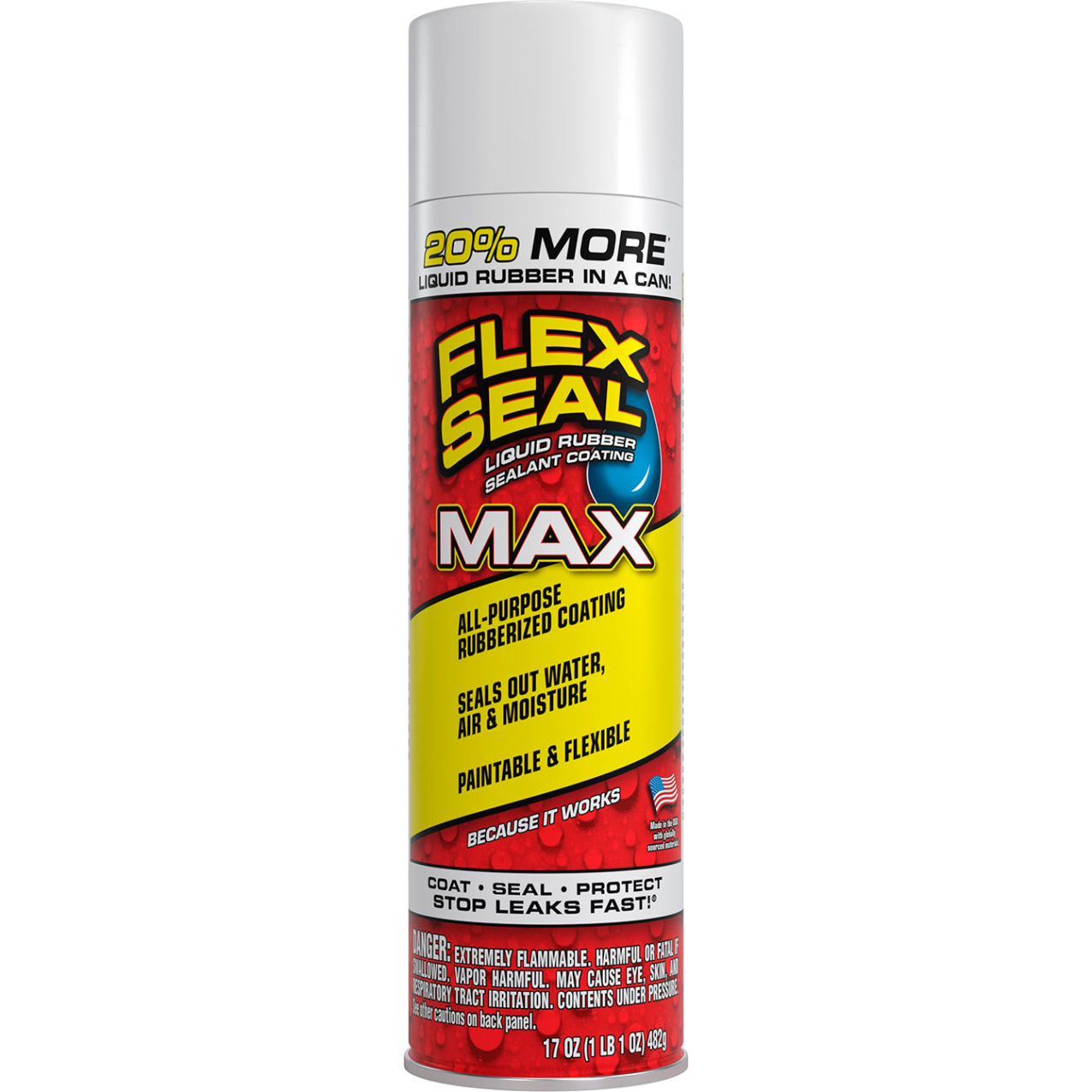 Liquid Spray Rubber Sealant Coating, 17 oz. Can, White, 4/Case