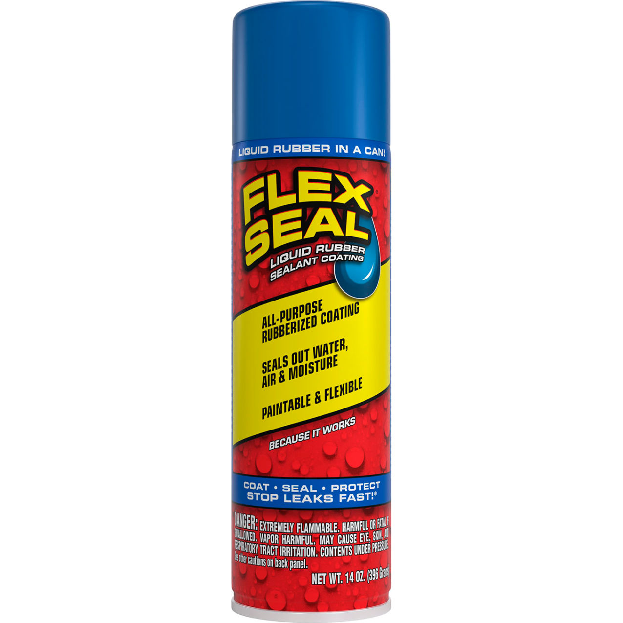 Liquid Spray Rubber Sealant Coating, 14 oz. Can, Blue, 6/Case