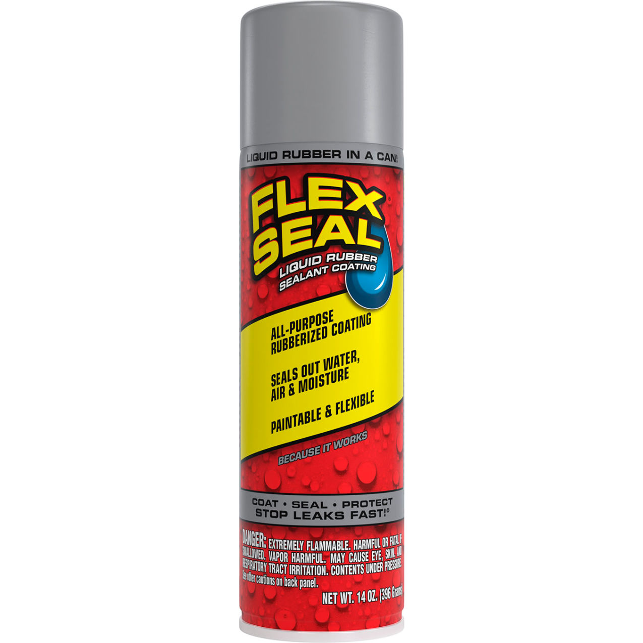 Liquid Spray Rubber Sealant Coating, 14 oz. Can, Gray, 6/Case