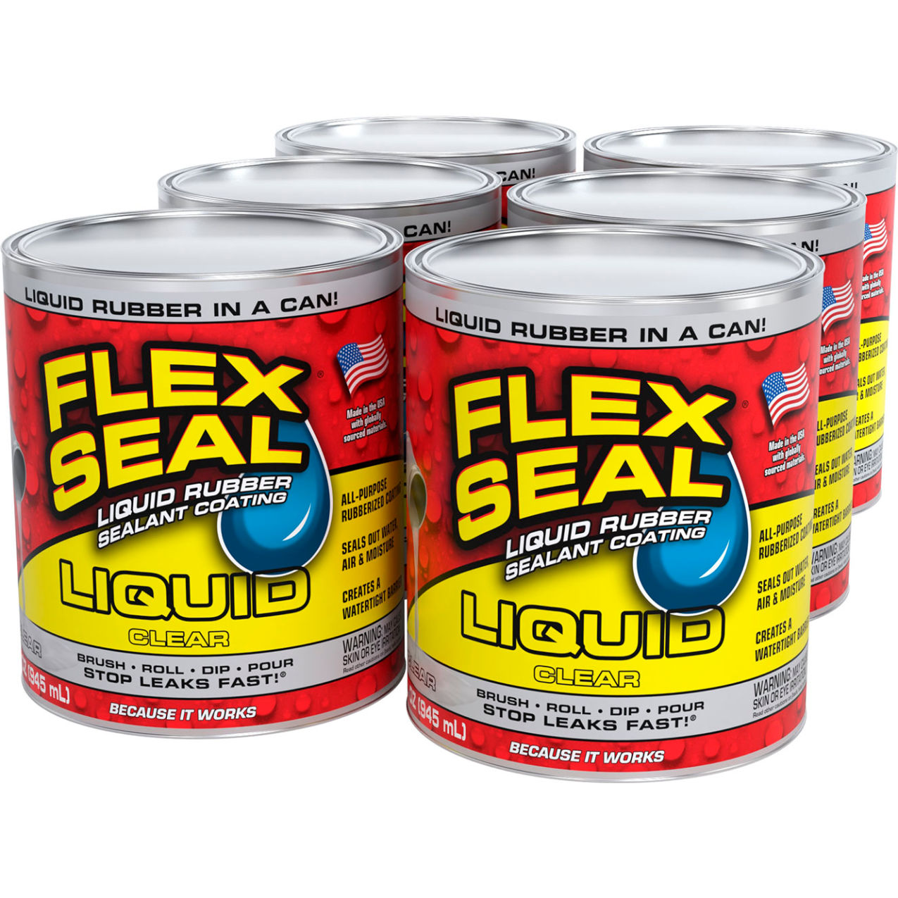 Liquid Rubber Sealant Coating, 32 oz. Can, Clear, 6/Case