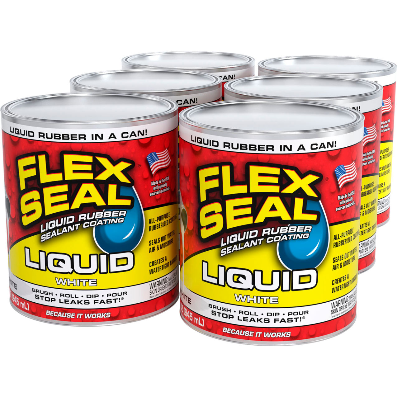 Liquid Rubber Sealant Coating, 32 oz. Can, White, 6/Case