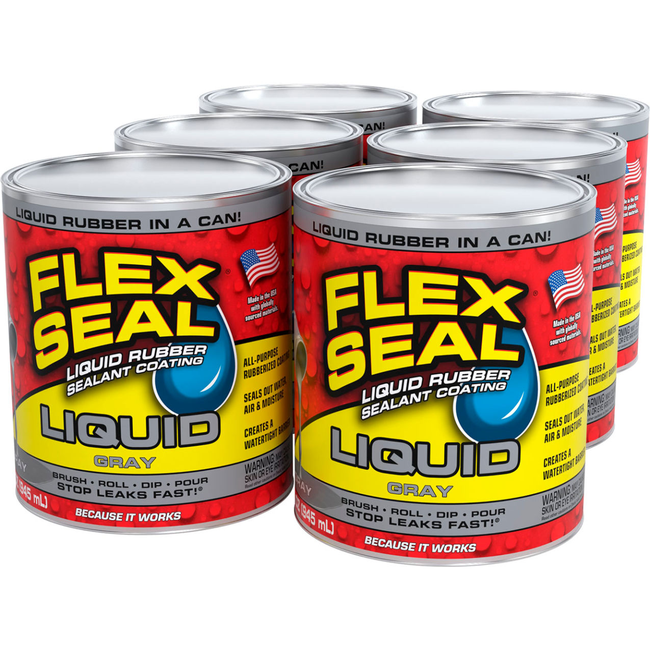 Liquid Rubber Sealant Coating, 32 oz. Can, Gray, 6/Case