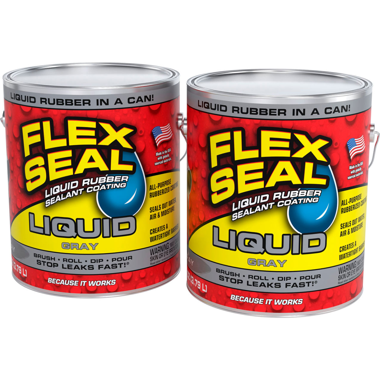Liquid Rubber Sealant Coating, 1 Gallon Can, Gray, 2/Case