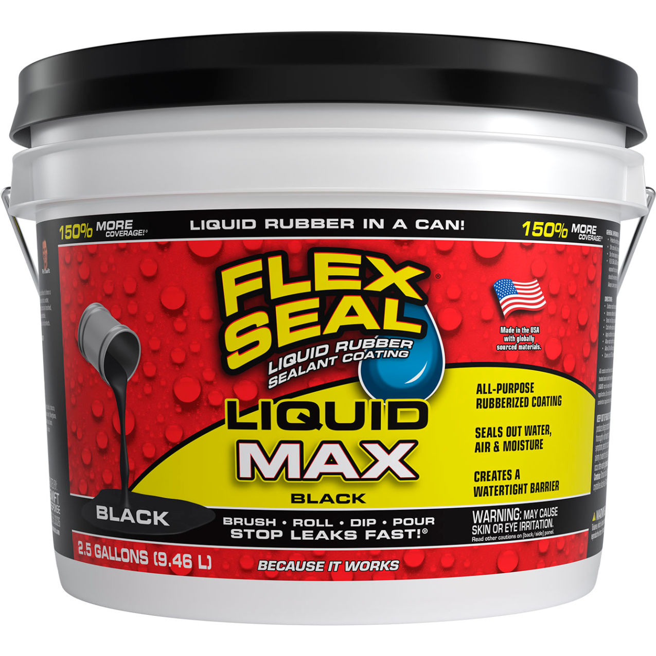 Liquid Max Rubber Sealant Coating, 2.5 Gallon Can, Black