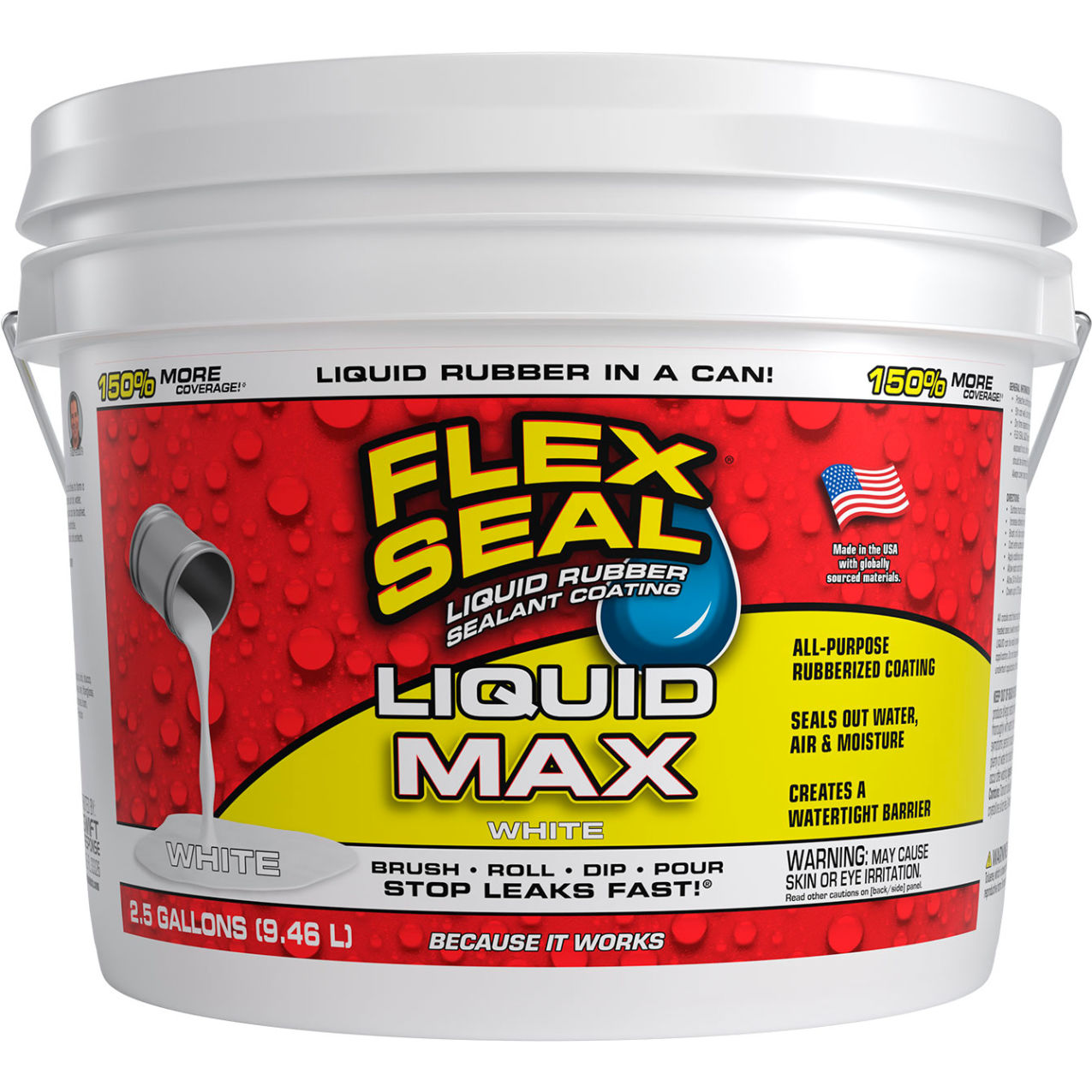 Liquid Max Rubber Sealant Coating, 2.5 Gallon Can, White