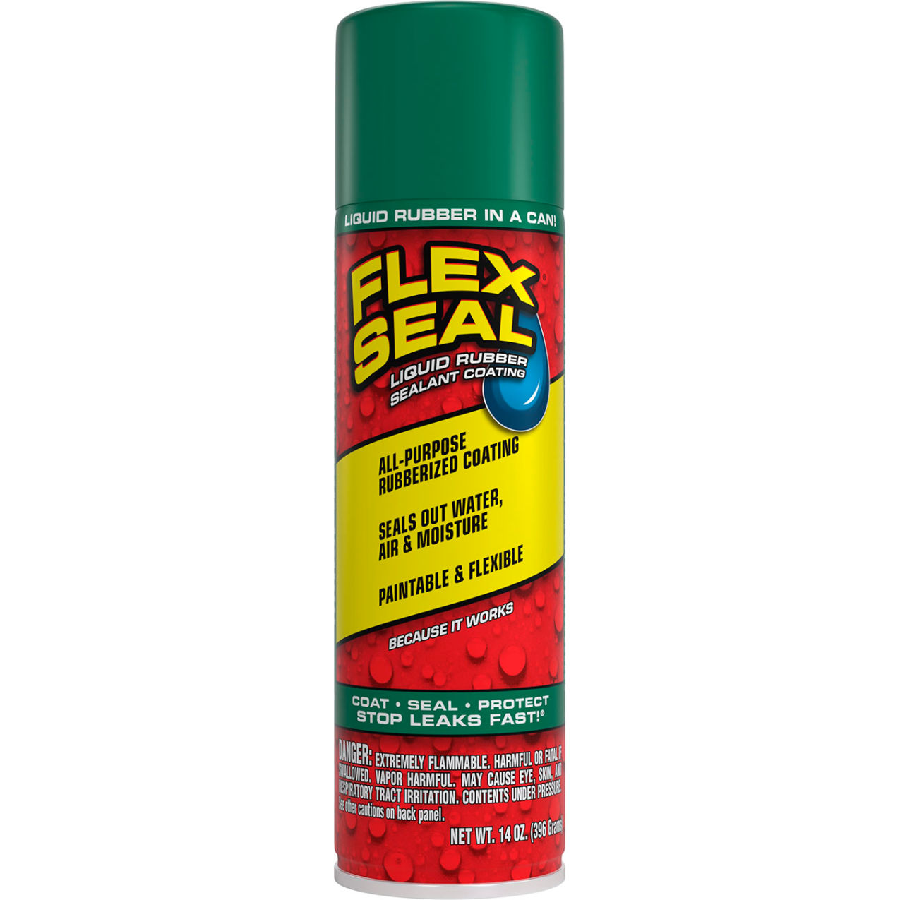 Liquid Spray Rubber Sealant Coating, 14 oz. Can, Green, 6/Case