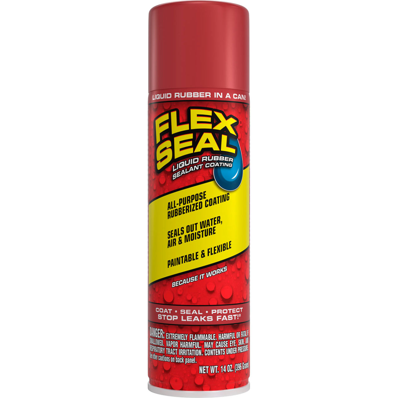 Liquid Spray Rubber Sealant Coating, 14 oz. Can, Red, 6/Case