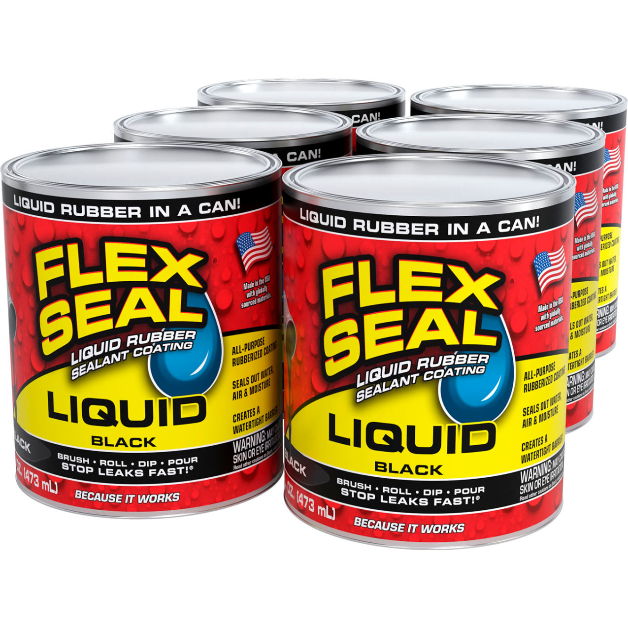 Liquid Rubber Sealant Coating, 16 oz. Can, Black, 6/Case