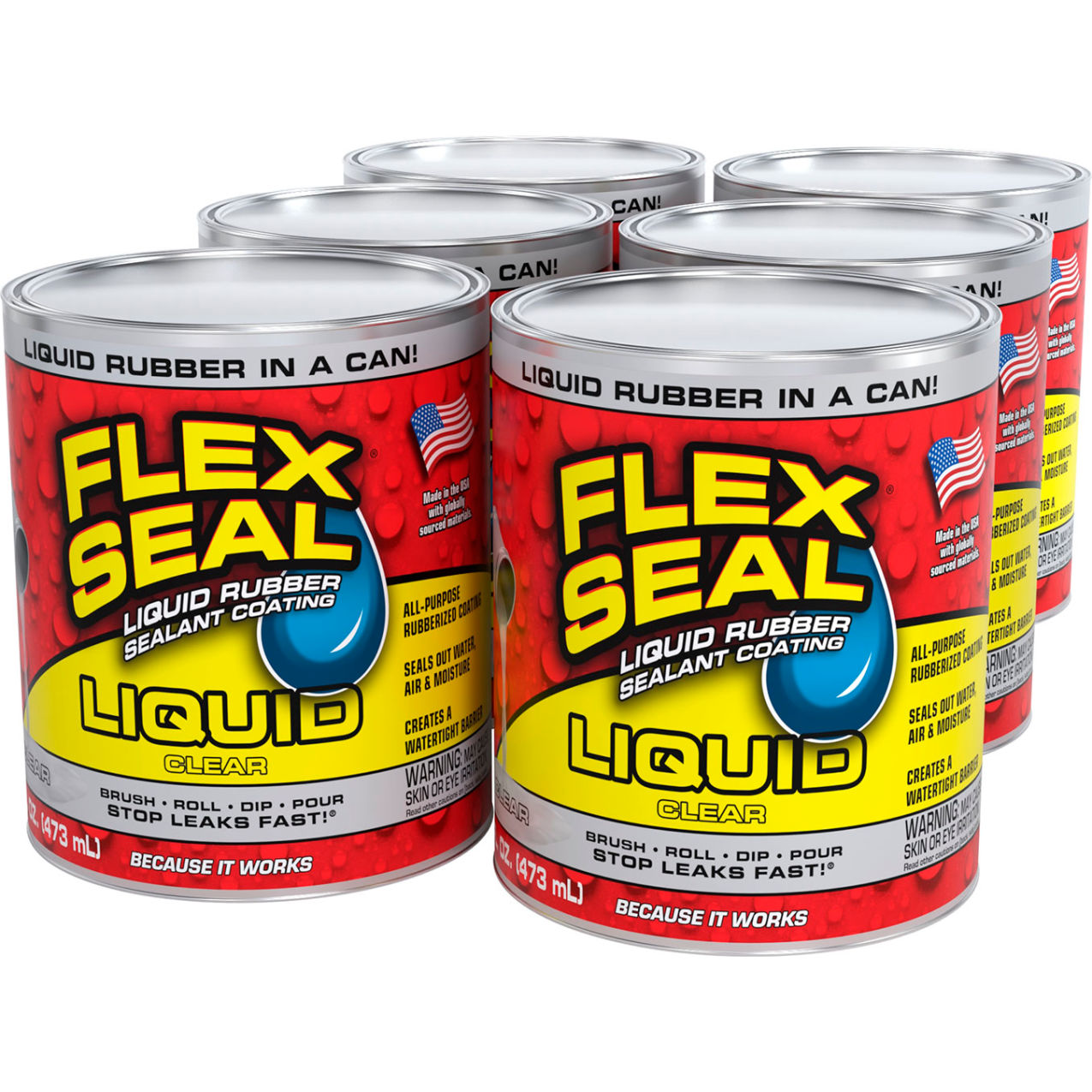 Liquid Rubber Sealant Coating, 16 oz. Can, Clear, 6/Case