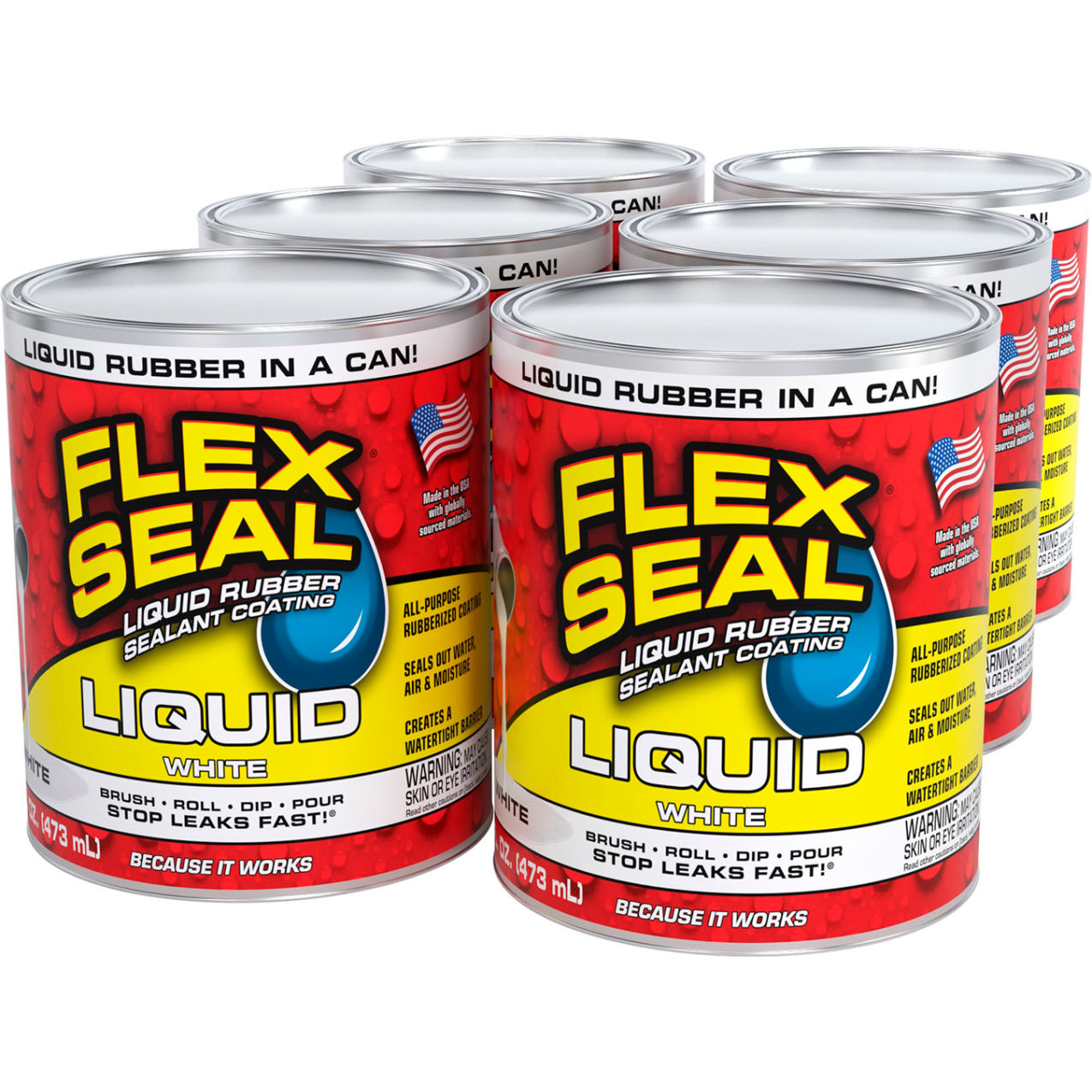 Liquid Rubber Sealant Coating, 16 oz. Can, White, 6/Case