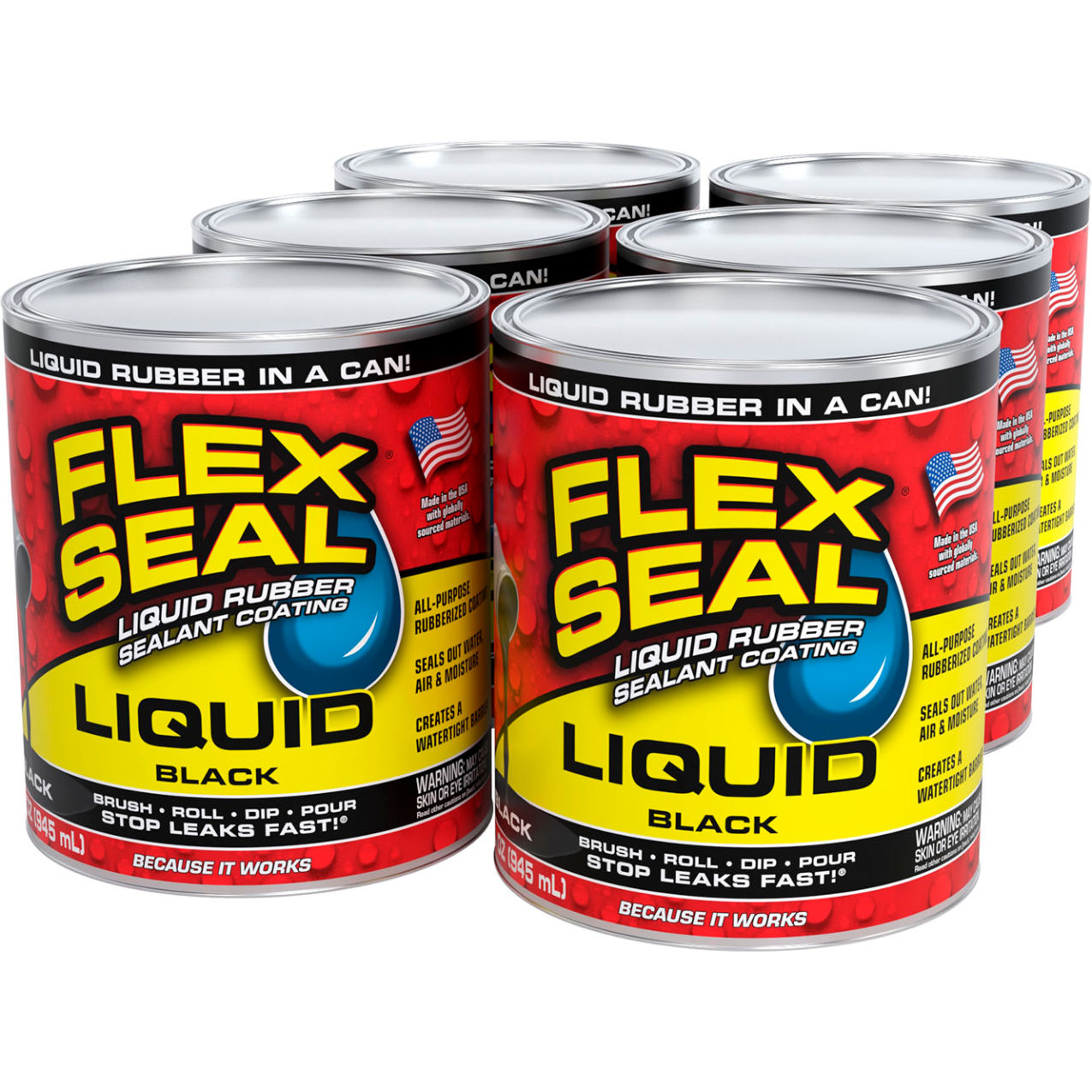 Liquid Rubber Sealant Coating, 32 oz. Can, Black, 6/Case
