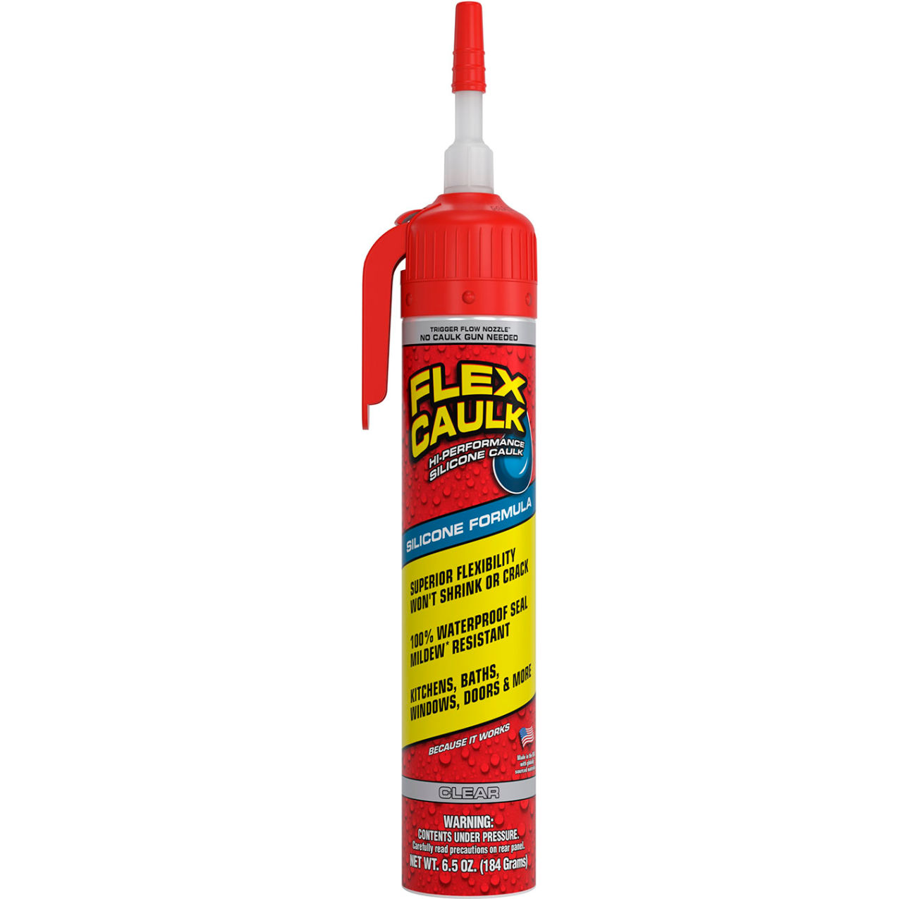 Hi-Performance Silicone Caulk, 6.5 oz Pressurized Can, Clear, 4/Case
