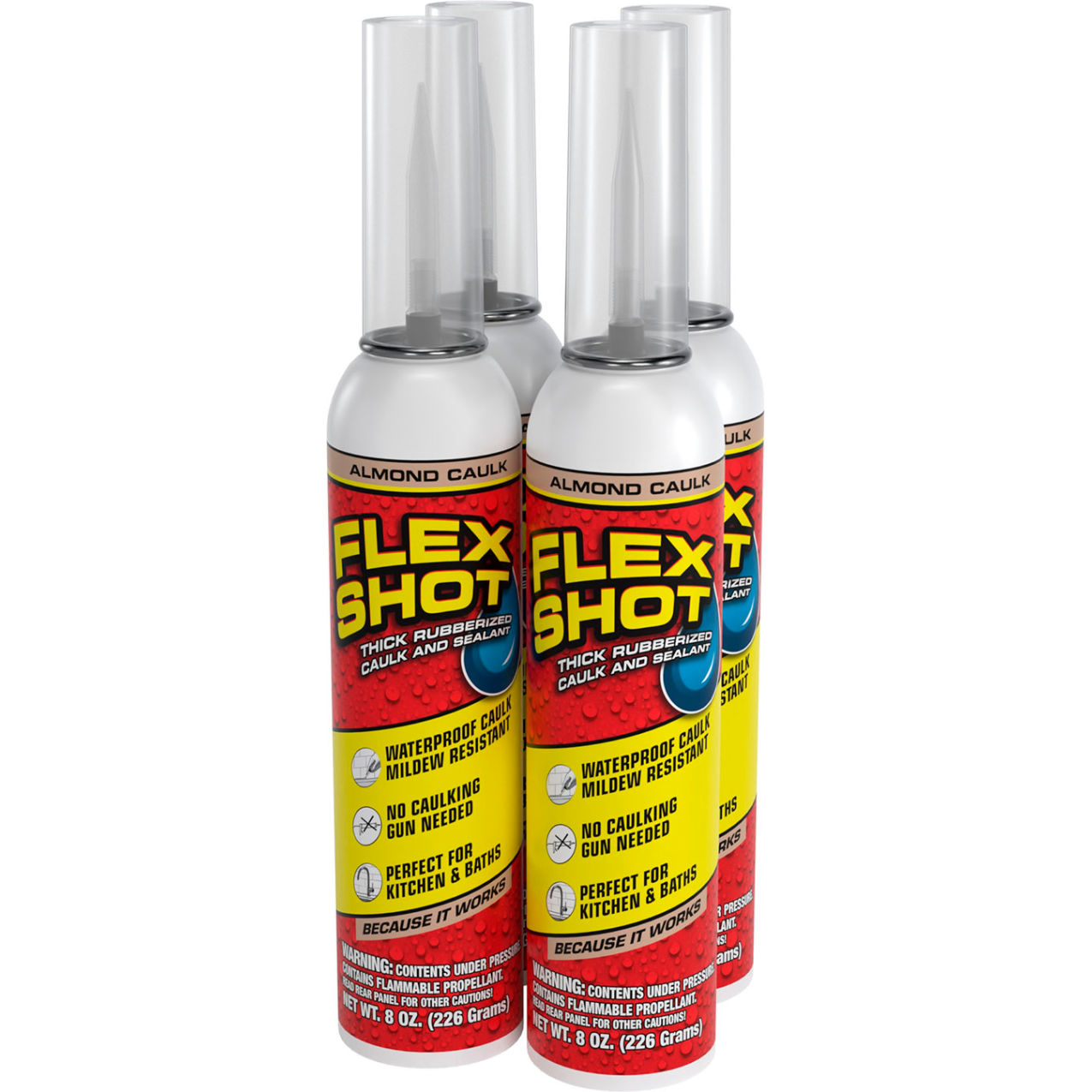 Thick Rubberized Caulk & Sealant, 8 oz. Can, Almond, 4/Case