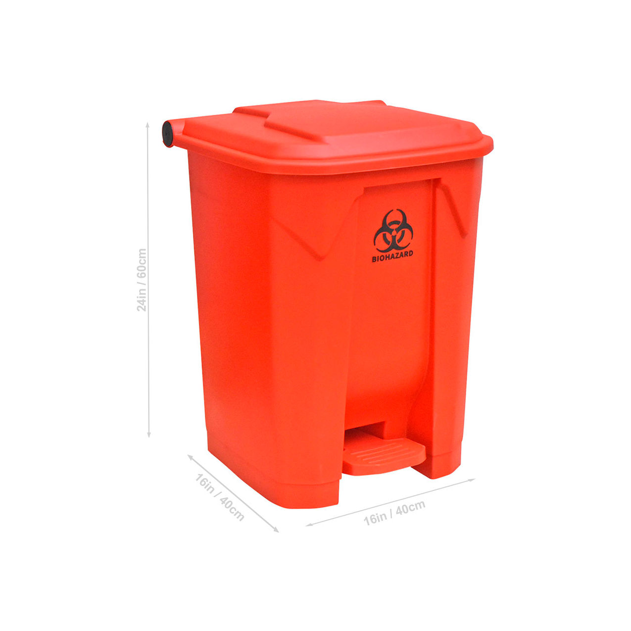 Bio BowTie 13 Gallon Biohazard Bin w/Foot-Pedal Lid, Polypropylene, Red