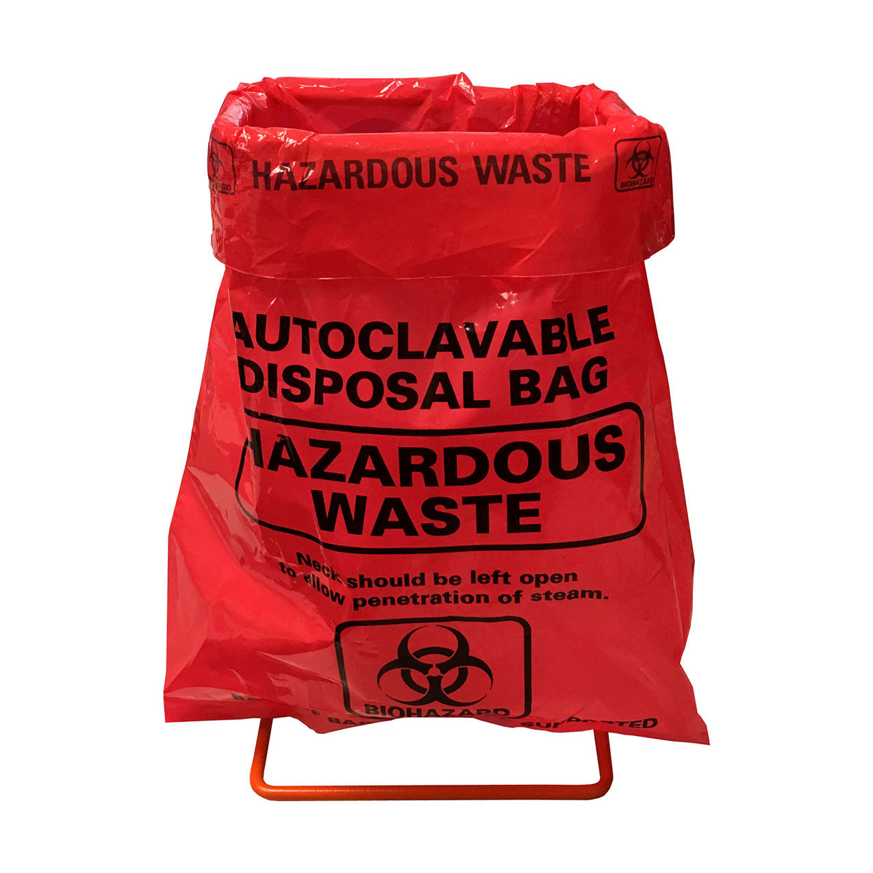Bio 0.4 Gallon Benchtop Disposal Set, Metal Stand, Polypropylene, Red