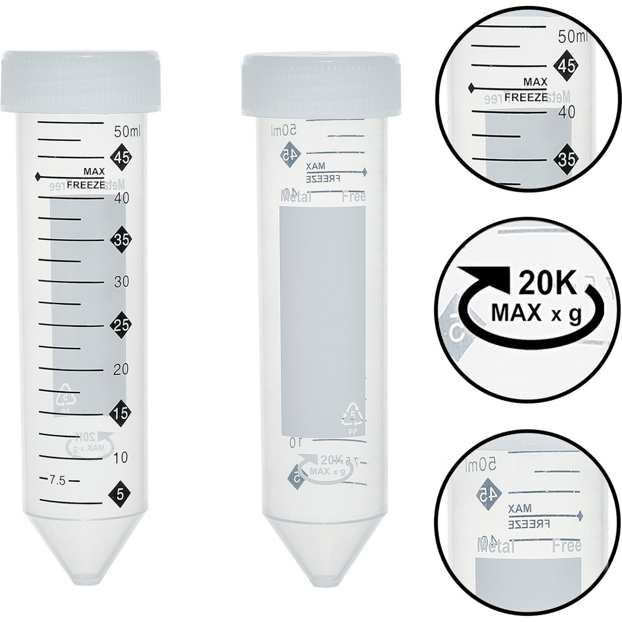 Bio TotalPure Centrifuge Tubes w/ Hi-Viz Graduations, Sterile, 50mL, 500/case