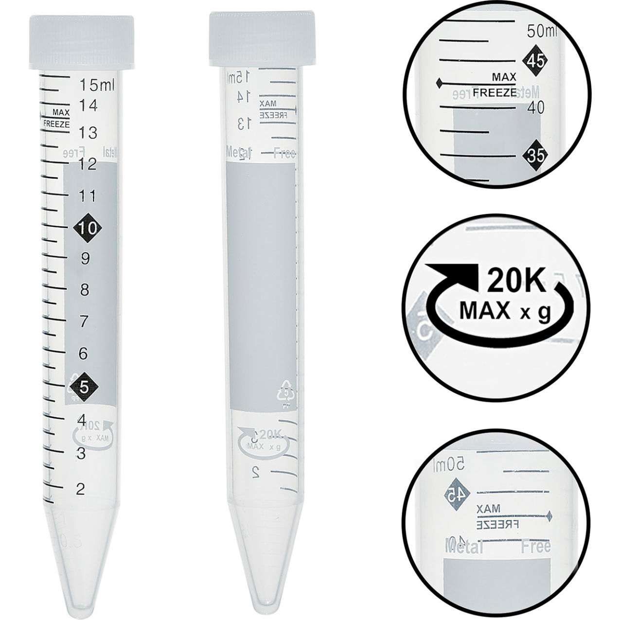 Bio TotalPure Centrifuge Tubes w/ Hi-Viz Graduations, Sterile, 15mL, 500/case