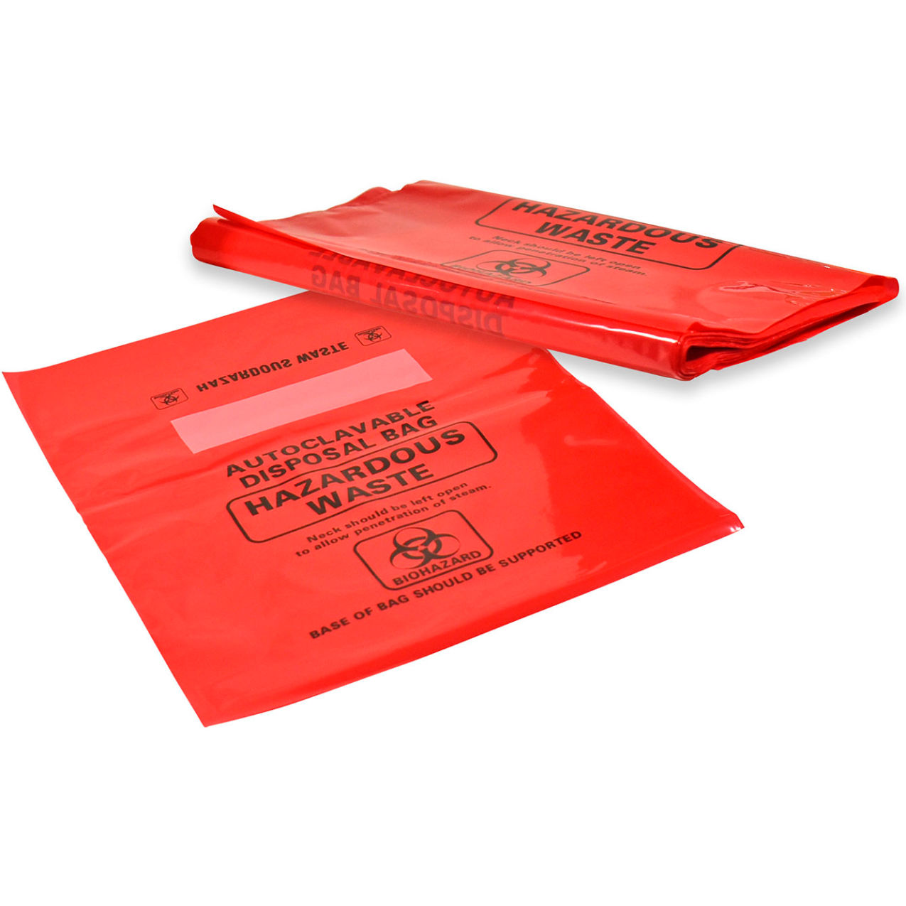 Bio Autoclave Bags, 0.75 Gal, 2.25 Mill, 10"W x 12-1/2"L, Red, 100/Pack