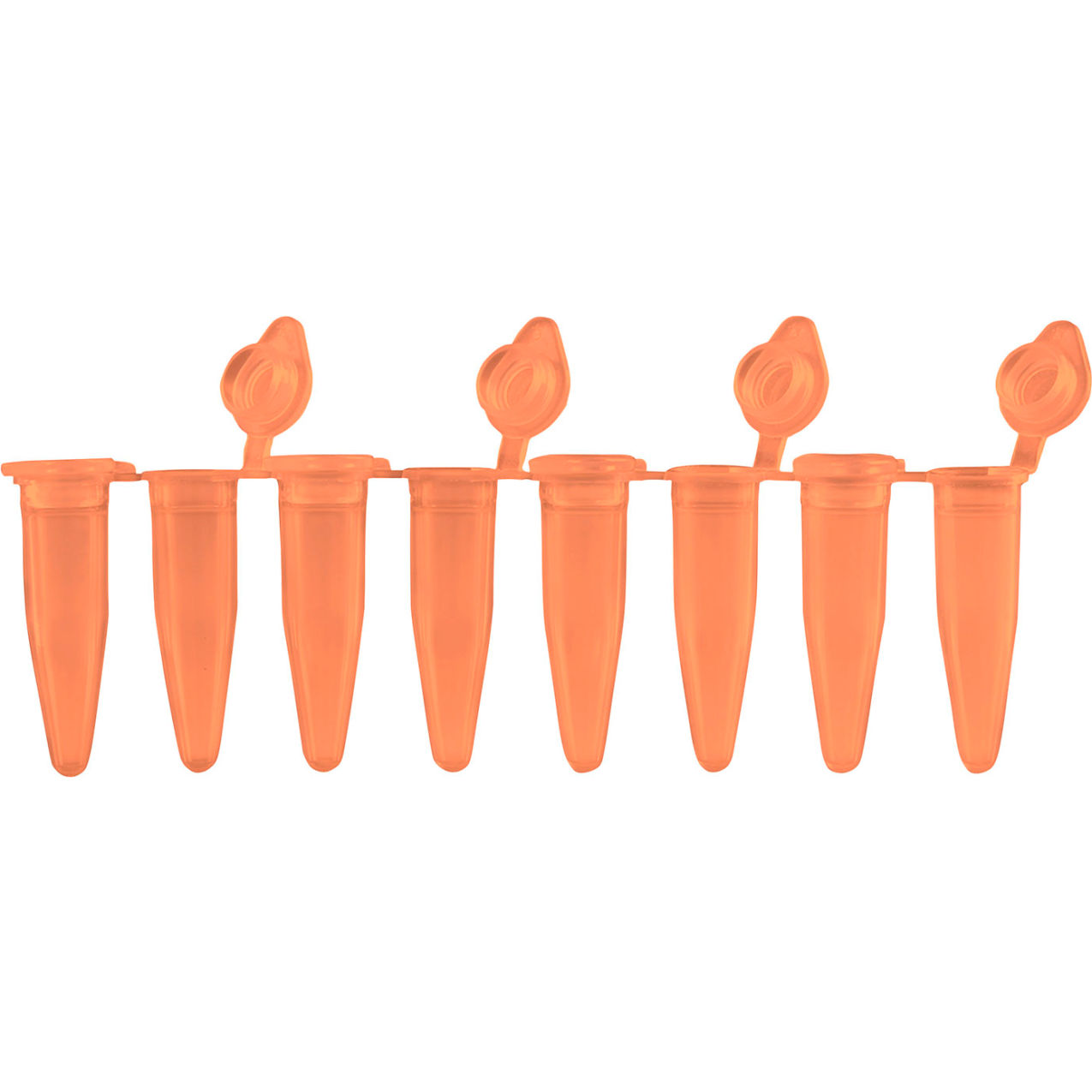 Bio 8 Strips PCR Tube with Attached Individual Flat Cap, 0.2mL, Orange, 120 Pack
