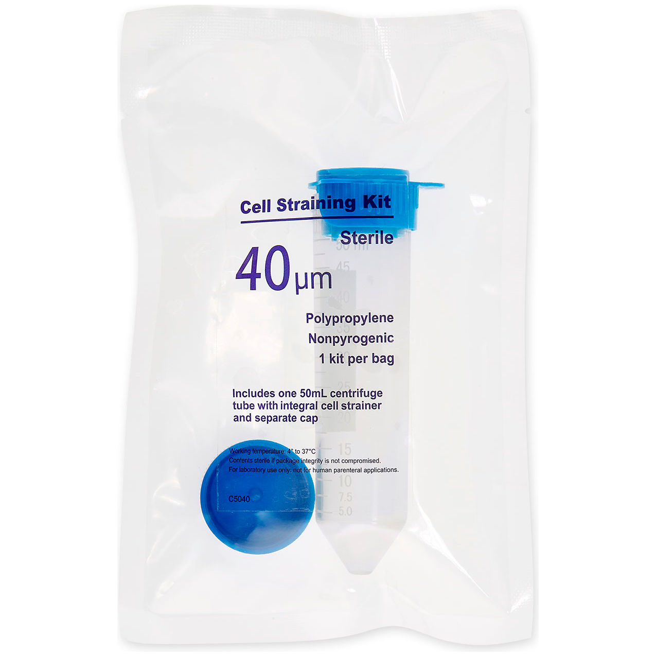 Bio ReadyStrain Cell Straining Kit, 40m, Sterile, Blue, Pack of 50