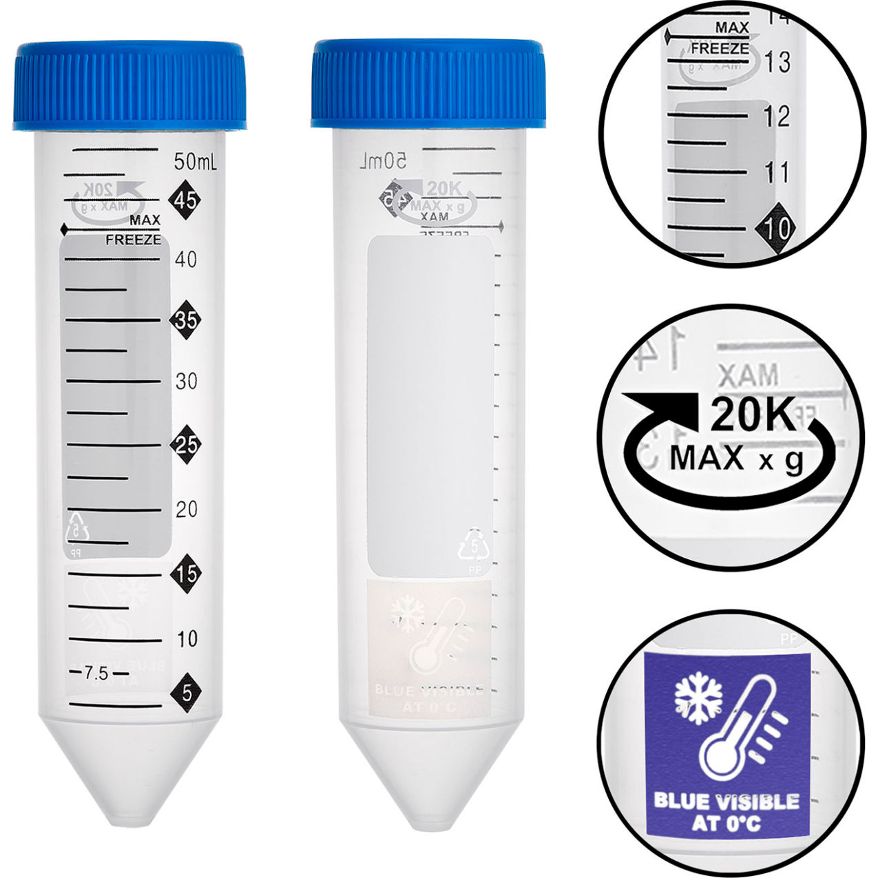 Bio ProSeries Centrifuge Tubes, Sterile, 50mL, Resealable bags, 500/Case