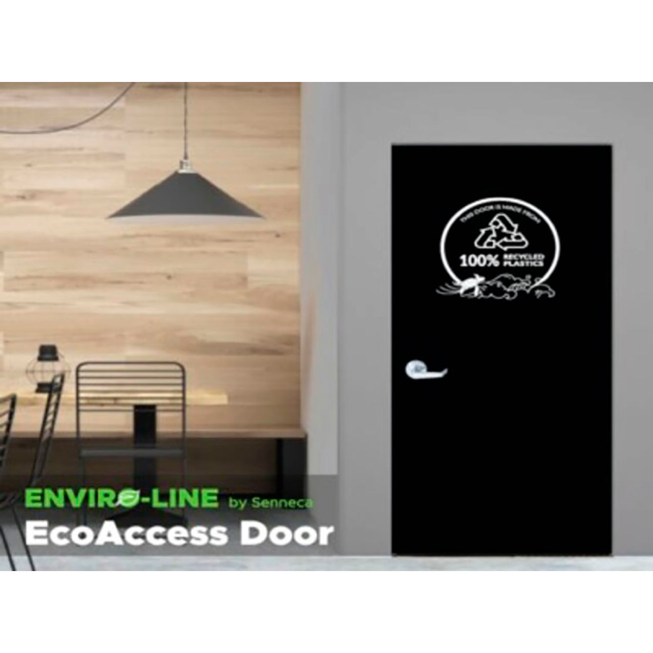 Single Acting Recycled HDPE Door without Mounting Hardware, 3'W x 8'H, Black