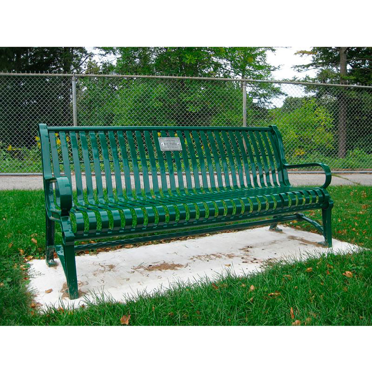 Terraza 6' Bench with Back, Vertical Steel Slats, Moss Green
