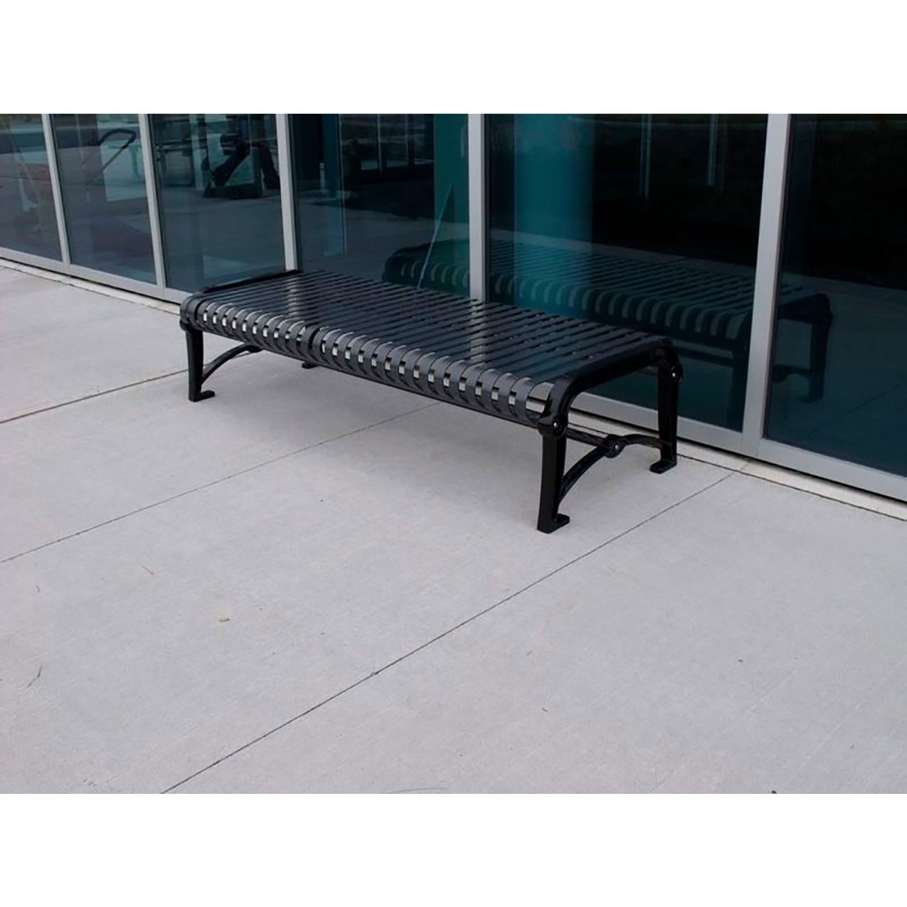 Terraza 6' Backless Bench, Vertical Steel Slats, Black
