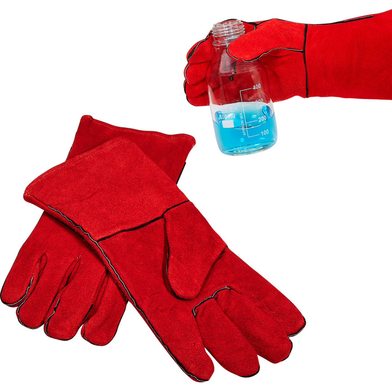 Bio HotGuard 14"L Leather Autoclave Gloves, Red, 1 pair