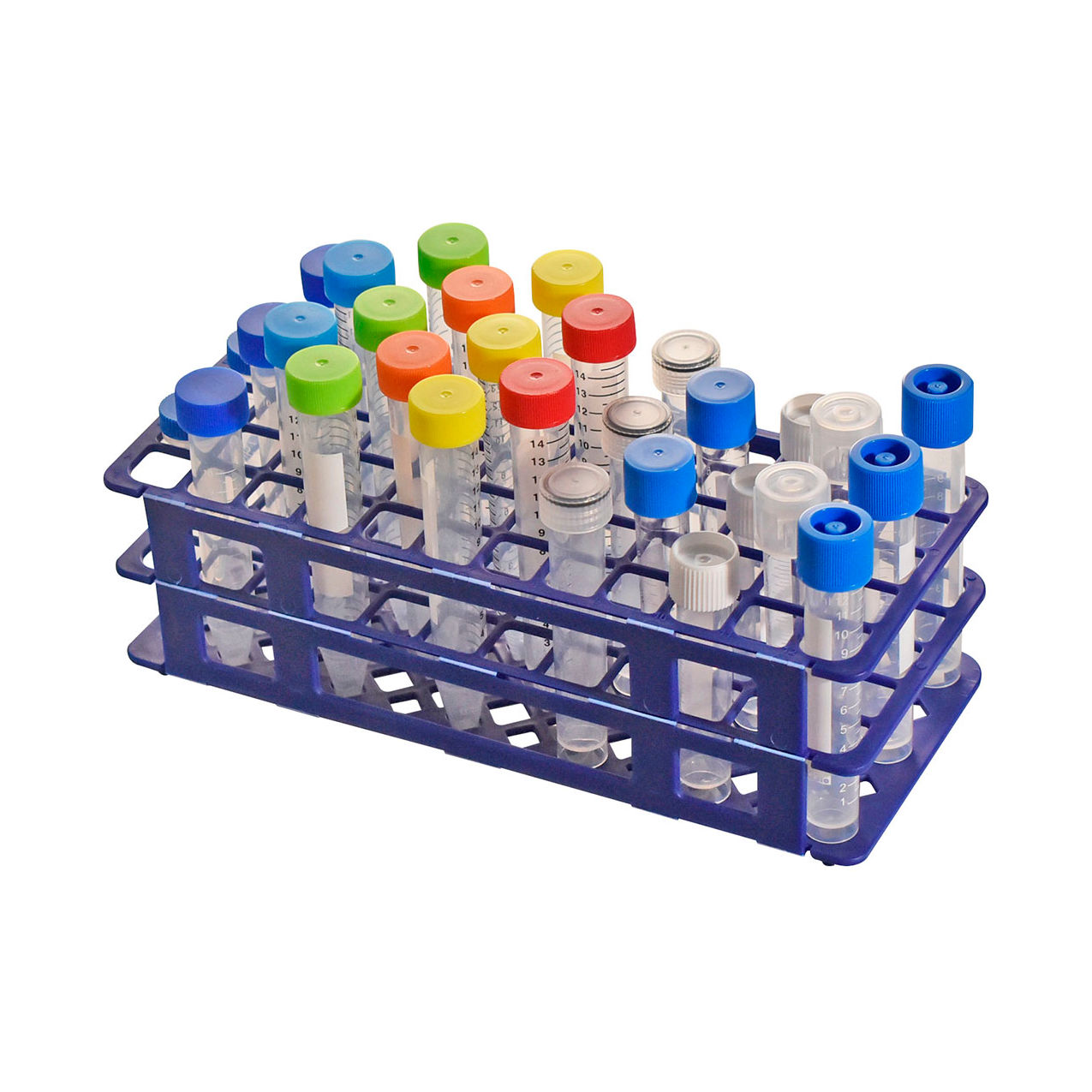 Bio Test Tube Rack, fits 15-17mm Diameter Tubes, 60 Places, Blue, 5/Pack