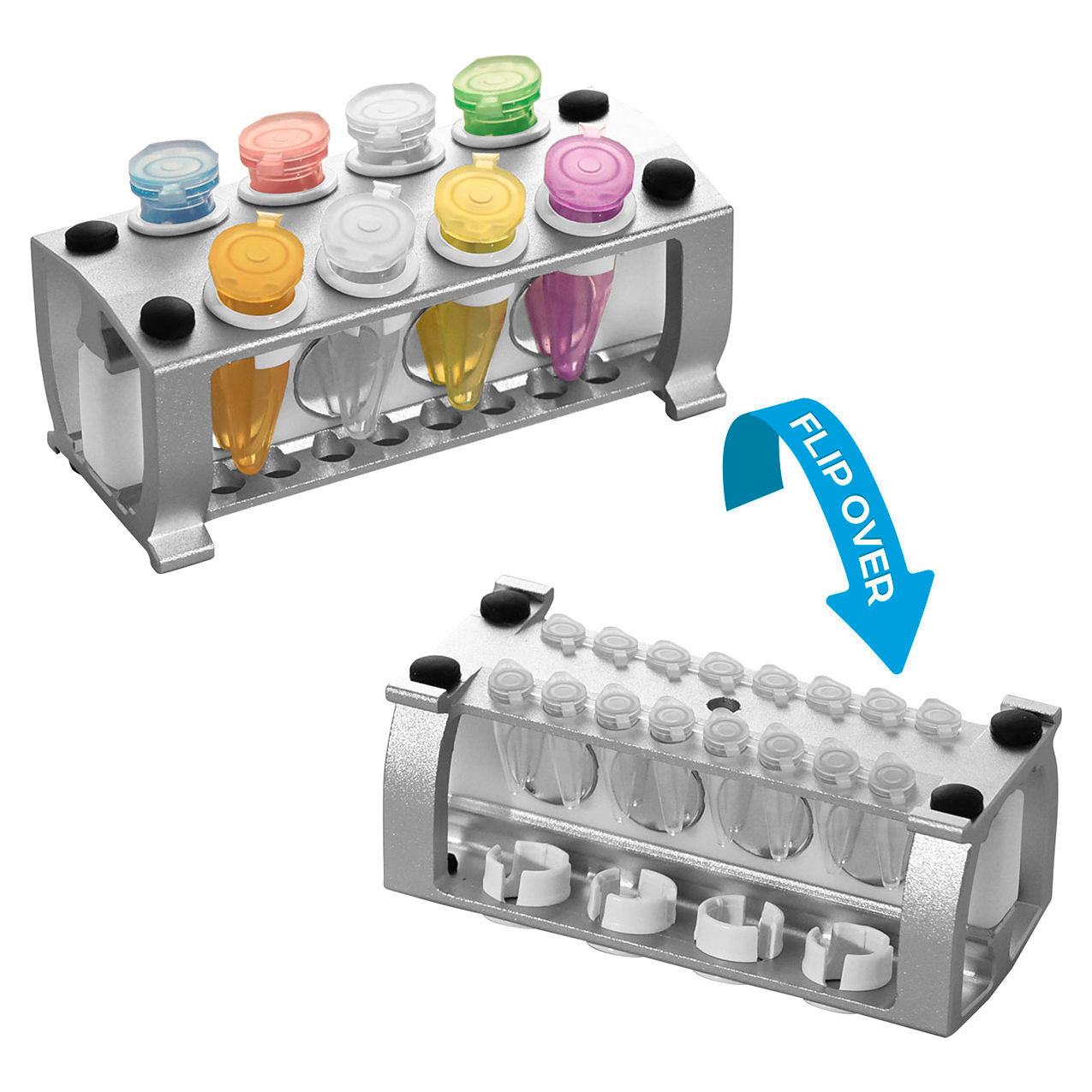 Bio Reversible Rack for 1.5/2mL Microtubes or 0.1/0.2mL PCR Tubes, Silver