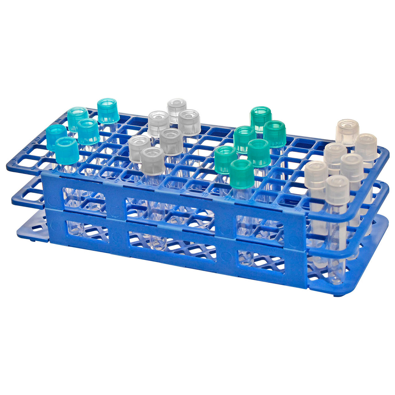 Bio Test Tube Rack, fits 12-14mm Diameter Tubes, 90 Places, Blue, 5/Pack