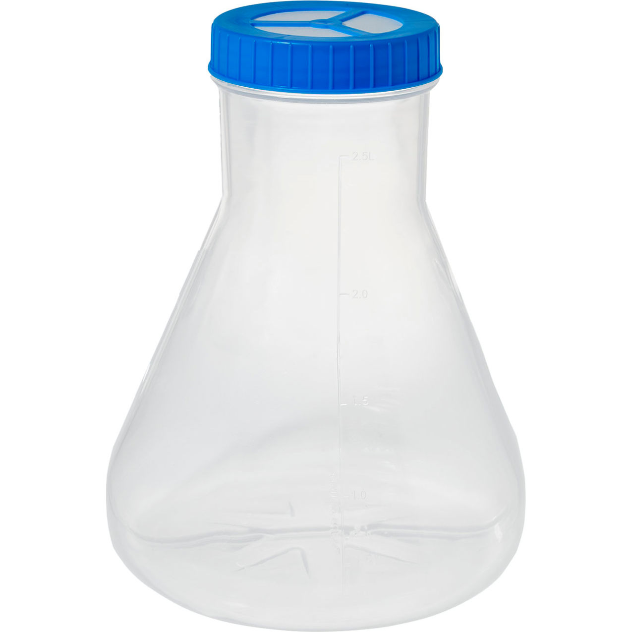 Bio 2.8L Erlenmeyer Flask/Fernbach w/Vent Cap, Baffled Bottom, Styrene Butadiene, Sterile