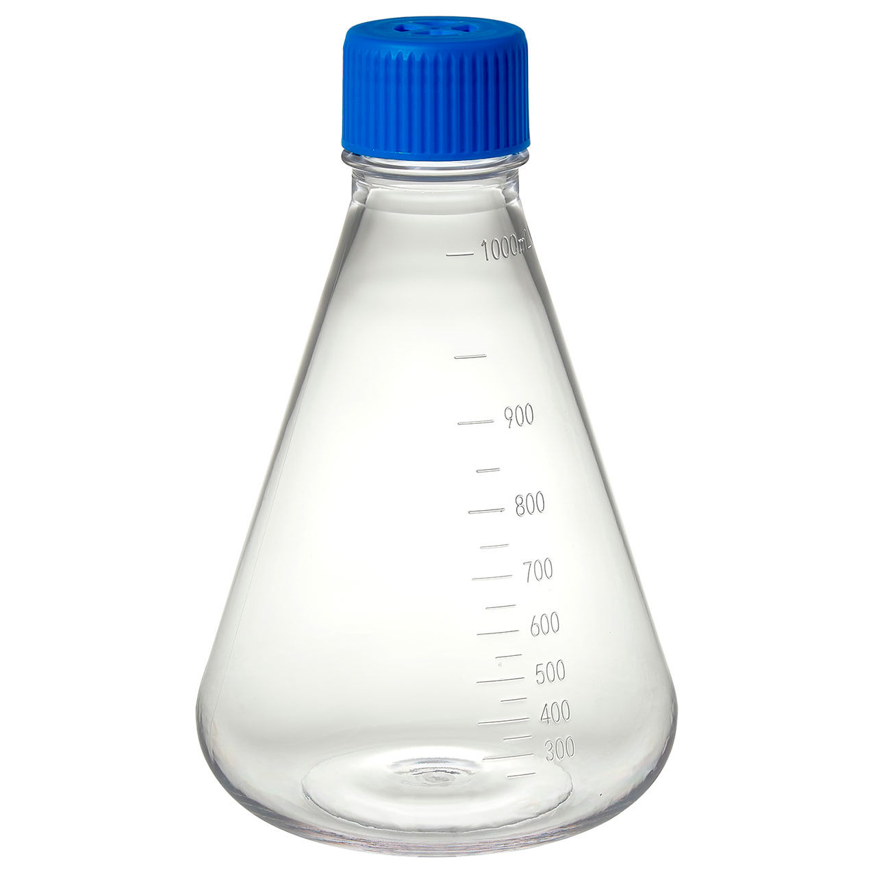 Bio 1000mL Erlenmeyer Flask w/Vented Screw Cap, Flat Bottom, PETG, Sterile