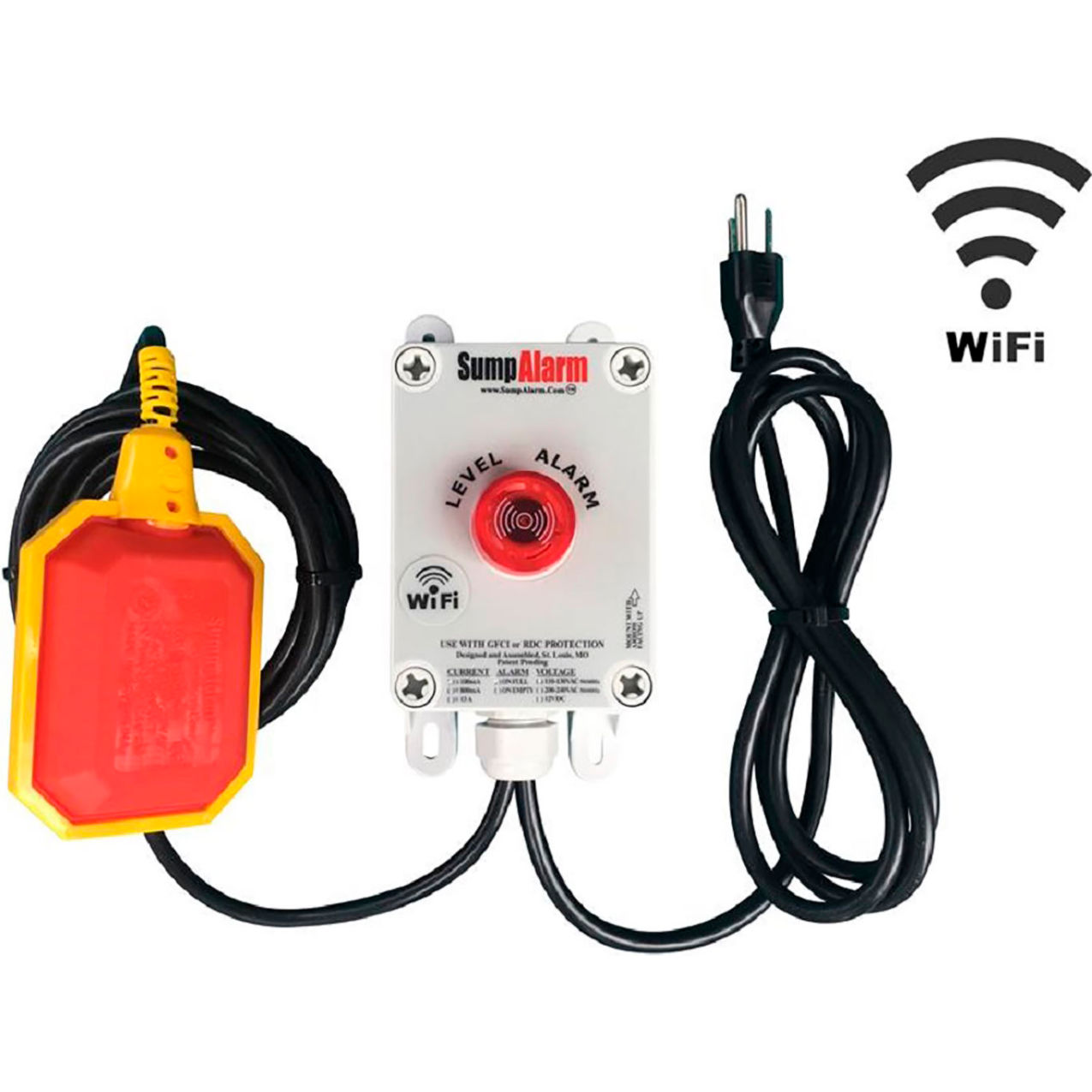 Sump Alarm High Water Alarm, 120V, 10' Float, Wi-Fi Enabled, Retail