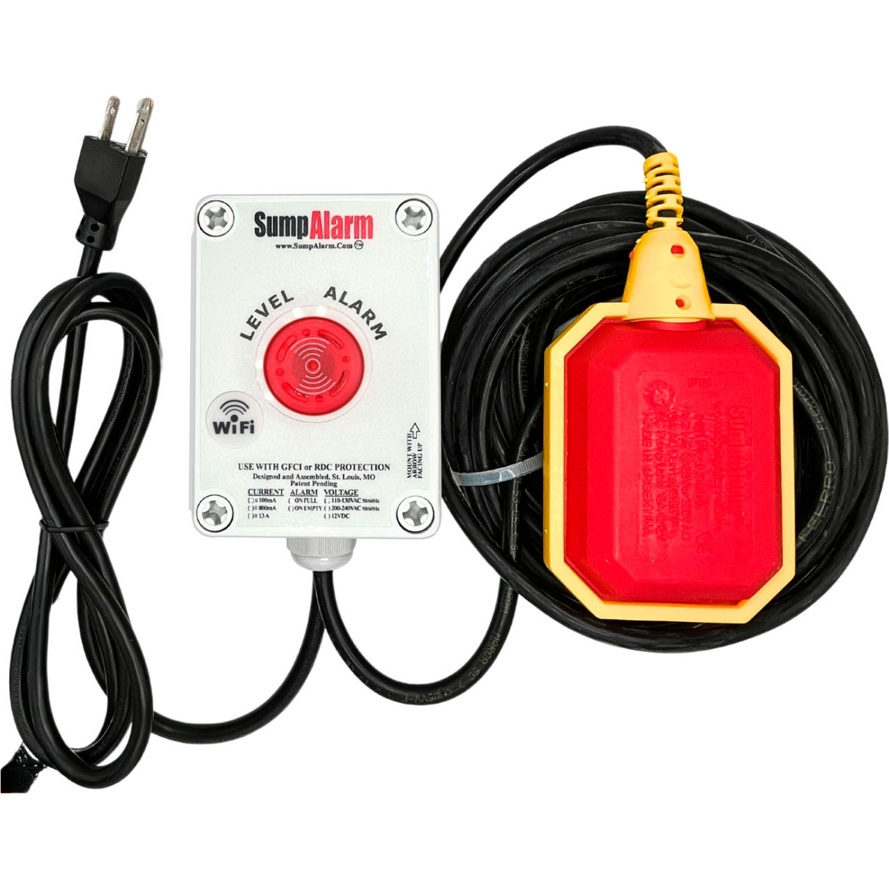Sump Alarm High Water Alarm, 120V, 33' Float, Wi-Fi Enabled for Sump Pumps