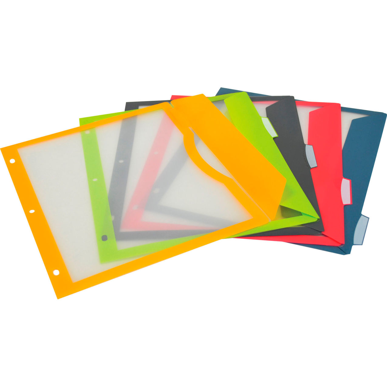 Binder Pocket with Write-On Index Tabs, Assorted Color, 12/Set