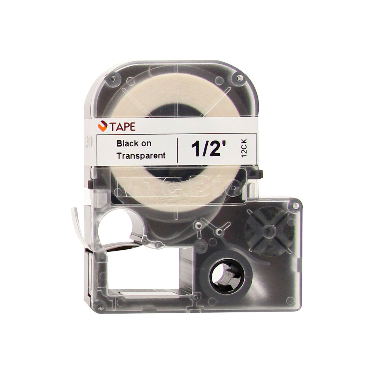 Bio Label Cartridge Cassettes, 1/2"W x 26'L, Clear with Black Print