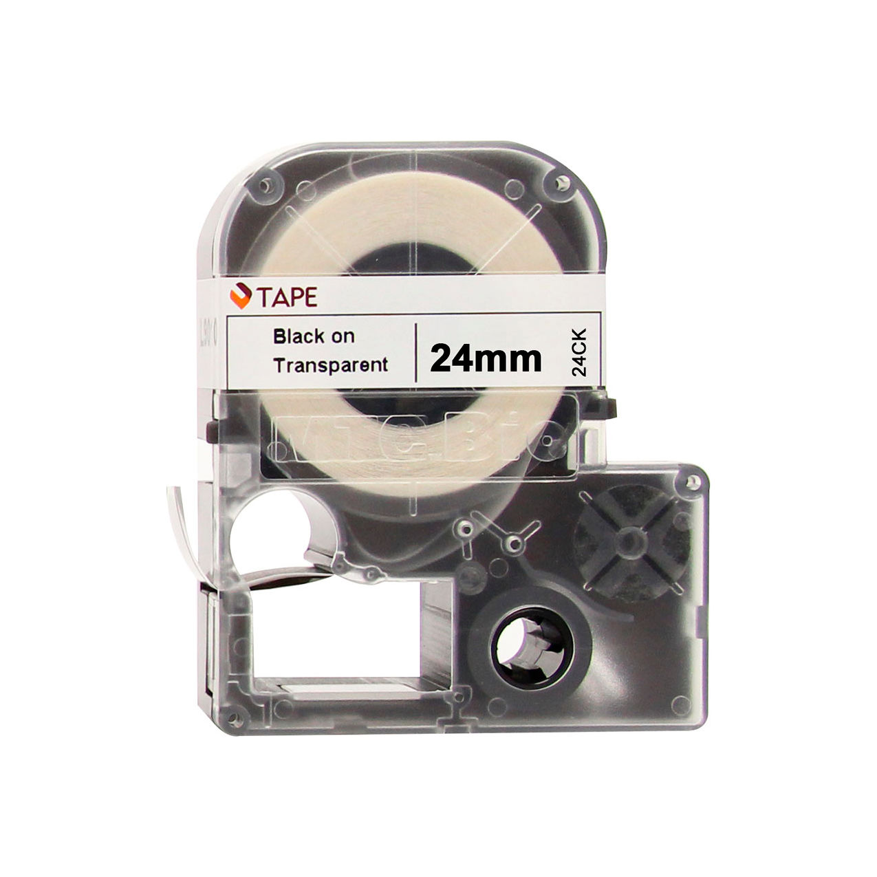 Bio Label Cartridge Cassettes, 15/16"W x 26'L, Clear with Black Print