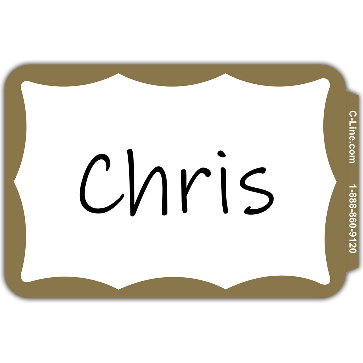 Pressure Sensitive Badges, Border, Gold, 3-1/2" x 2-1/4", Pack of 100