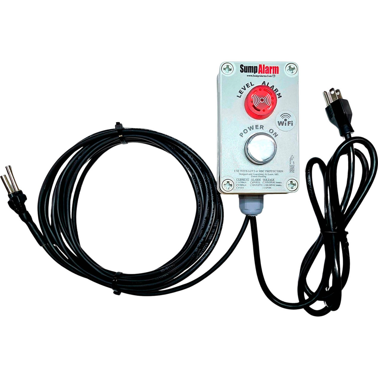 Sump Alarm High Water Alarm, 120V, 16' Conductivity Sensor, Wi-Fi Enabled