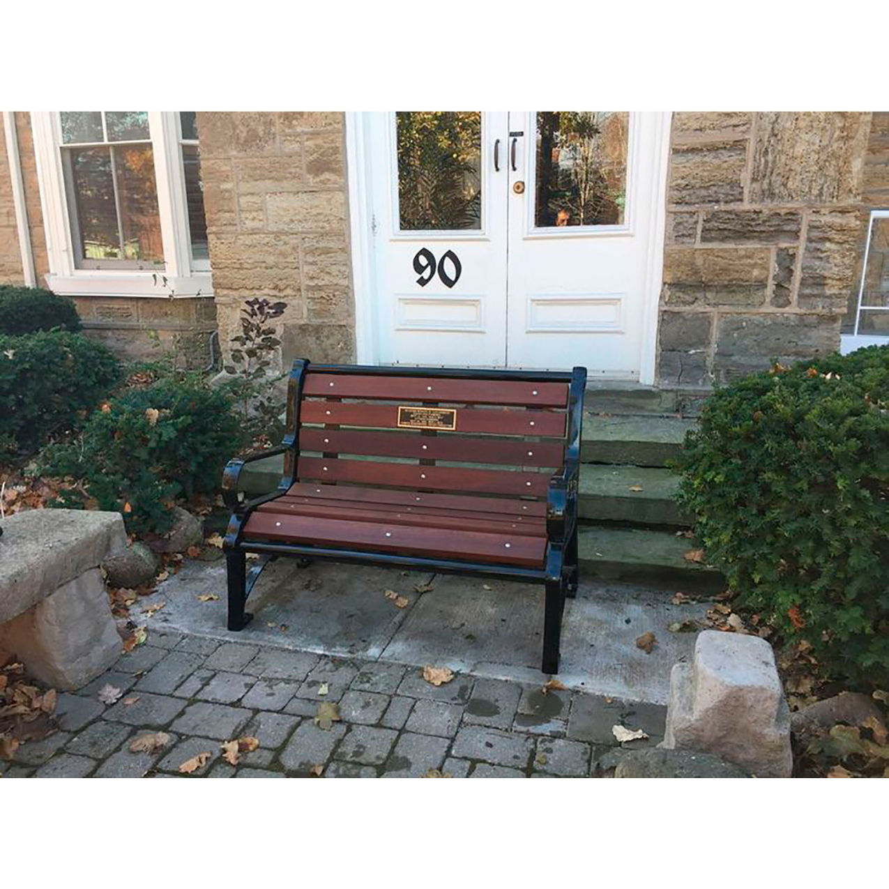 Terraza 4' Bench with Back, Pau Lope Wood Slats, Black